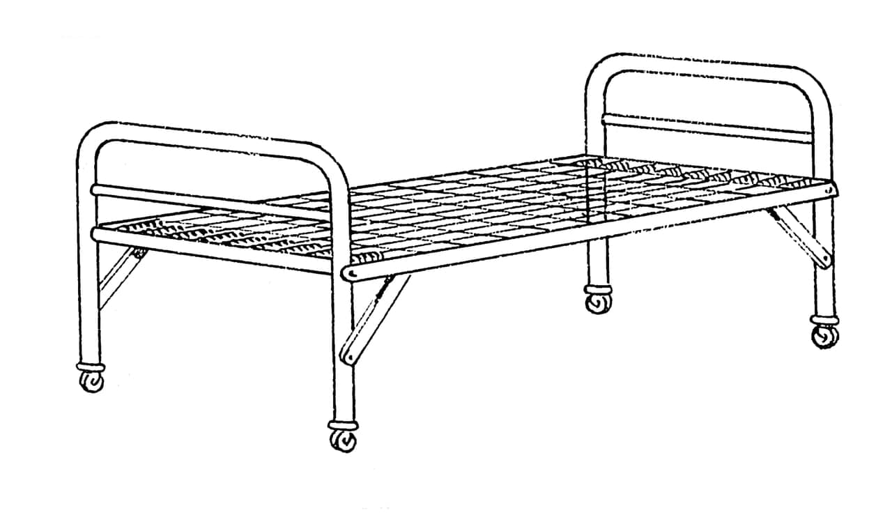 A folding camping cot set up inside a large canvas tent