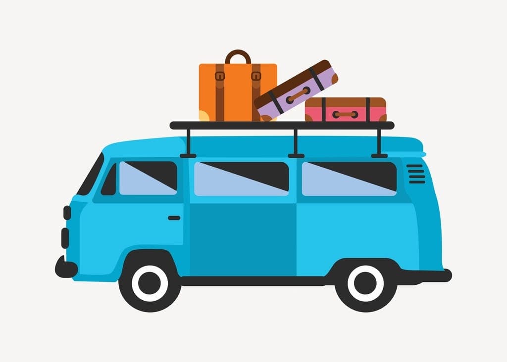 Road trip supplies laid out beside an open car trunk